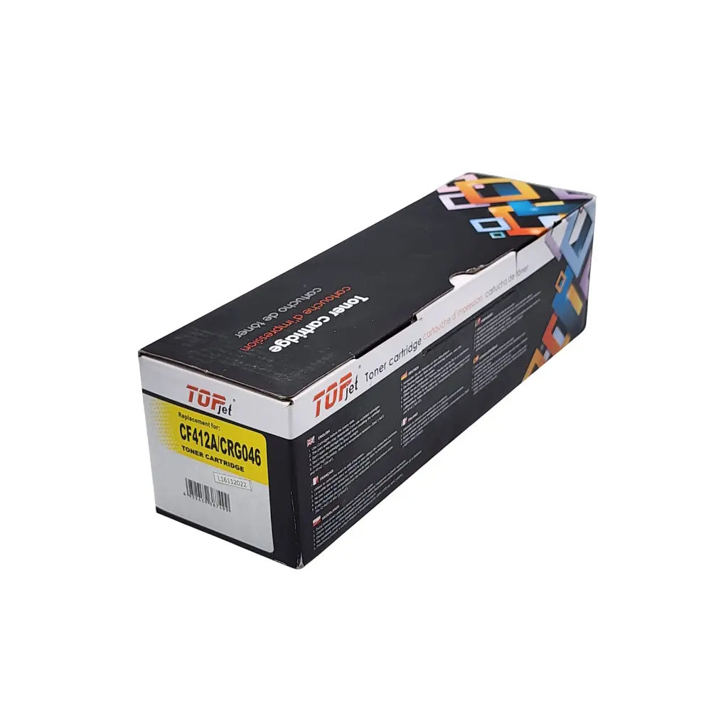 CARTUCHO DE TONER AMARILLO HP CF412A 410A PRO SERIE M452 LJ M477 CANON CRG046 MF731 MF732 MF733 MF735 LBP 654 653 734 TOPJET