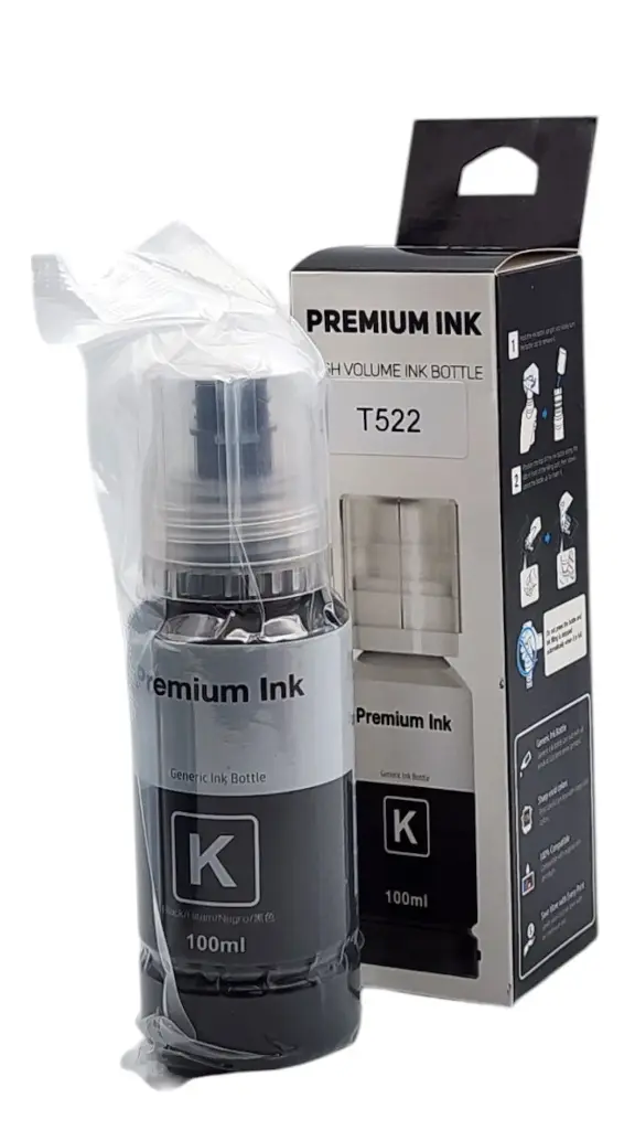 TINTA PREMIUN INK NEGRO EPSON T522 ET-2720 ET-2800 ET-2803 ET-4800 ET-4700 100ML
