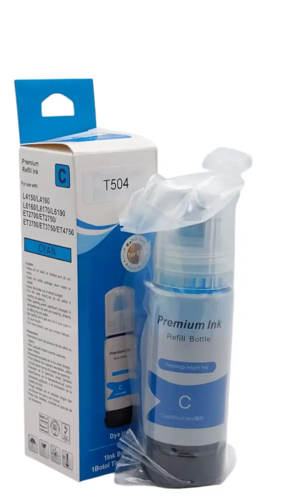 TINTA EPSON CYAN T504 L4150 L4160 L6161 L6171 L6191 PREMIUN INK 70ML