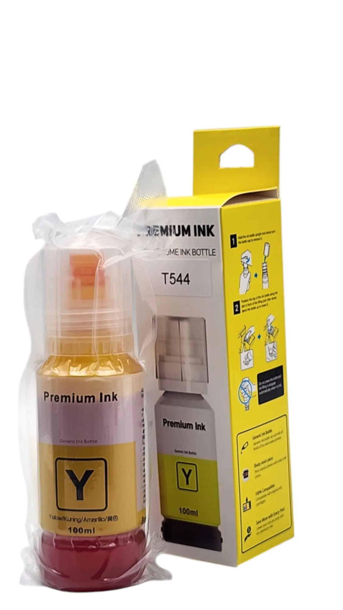 TINTA EPSON AMARILLO T544 L1110 L1210 L3110 L3150 L3160 L3210 L3250 L3251 L3260 L5190 L5290 PREMIUN INK 100ML