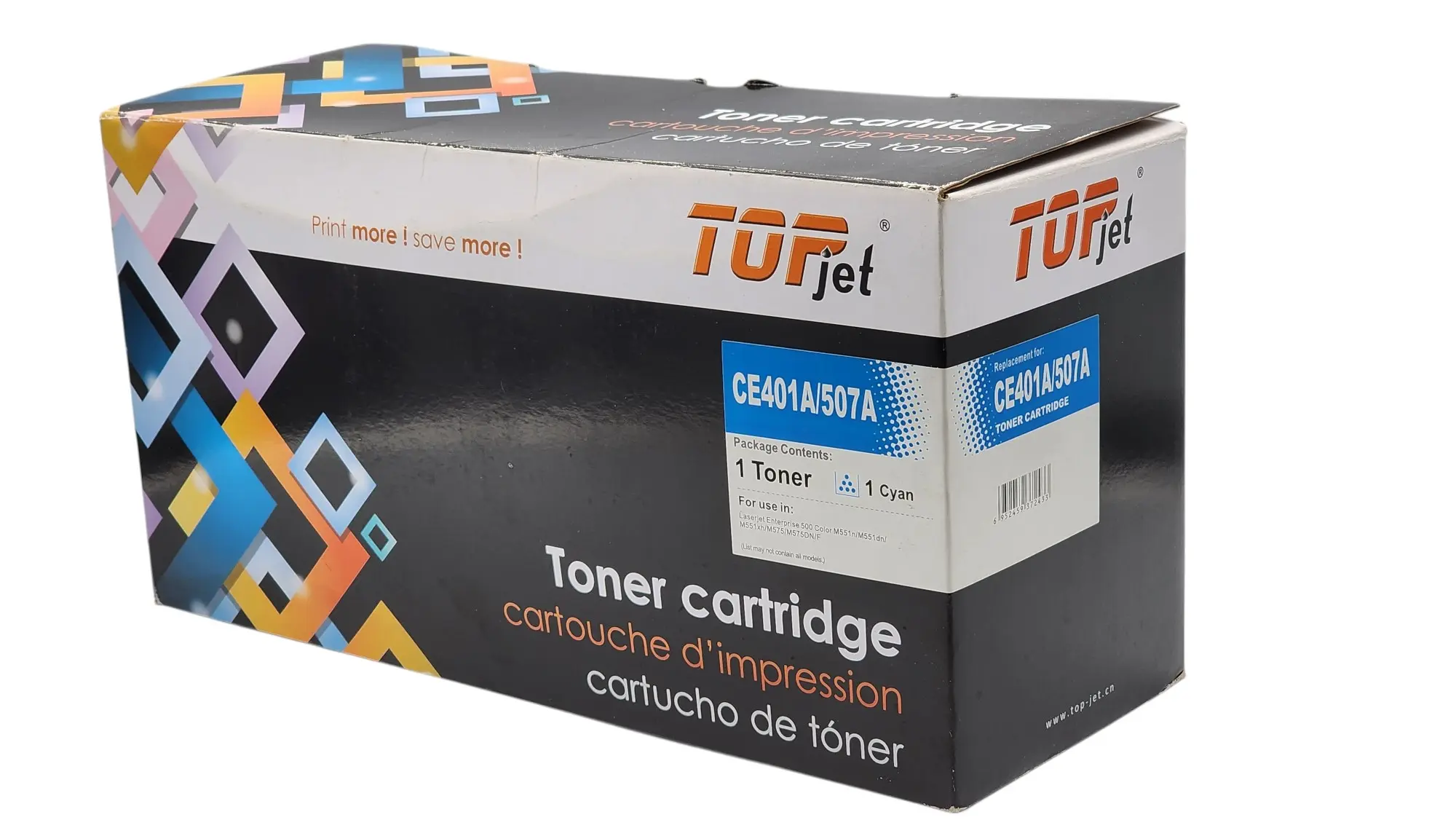 [CA0089] CARTUCHO DE TONER CIAN HP CE401A 507A LJ 500 COLOR M551 M575 CANON LBP5480 LBP7780 TOPJET