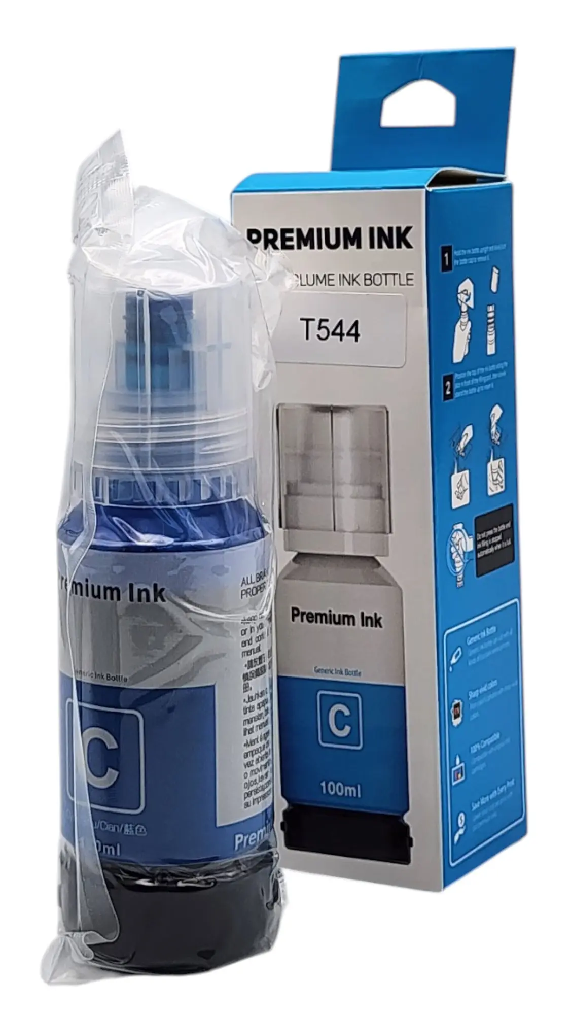 [TI0021] TINTA EPSON CIAN T544 L1110 L1210 L3110 L3150 L3160 L3210 L3250 L3251 L3260 L5190 L5290 PREMIUN INK 100ML
